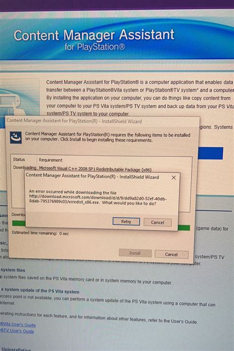 can't install vita content manager.